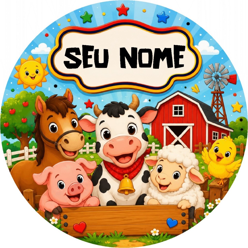 QUADRO FAZENDINHA BOI VACA CAVALO PORCO GALINHA PERSONALIZADO NOME DECORAÇÃO QUARTO ENFEITE PORTA