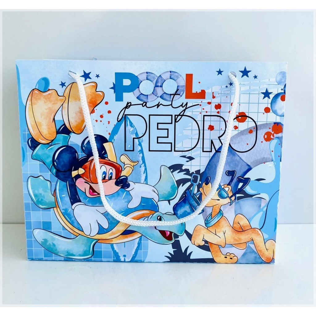 sacolinha personalizada mickey pool party-lembrancinha personalizada-festa personalizada-aniversario personalizado