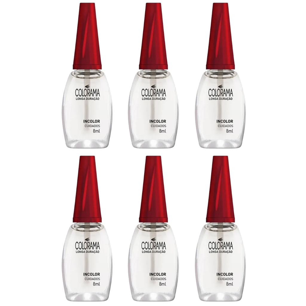 Kit 06un Esmalte de Tratamento Incolor Cuidados Colorama 8ml
