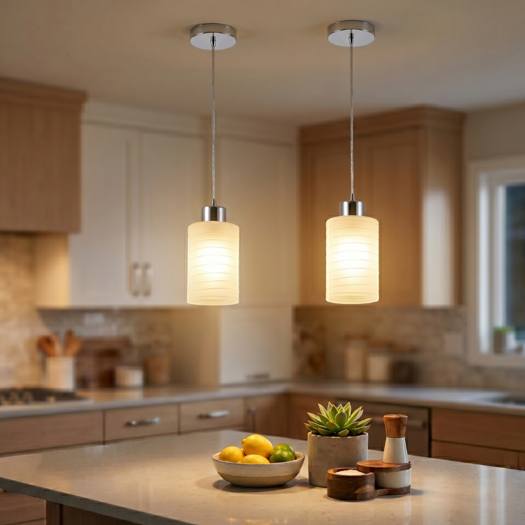 Luminária Pendente de Vidro Siena  Balcão Sala Quarto E-27 Branco Bivolt
