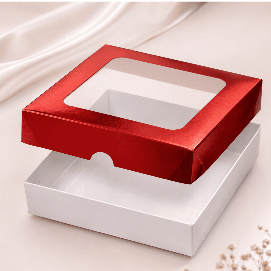 Embalagem MB59 com Visor em papel Laminado Colorido- 15x15x04cm- Pacotes com 10 unidades — imagem 2 de 2