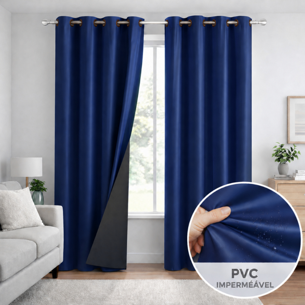 Cortina Blackout PVC 100% Corta-Luz Para Sala Quarto Cozinha 140x180 / 220x140 / 280x160 / 280x230