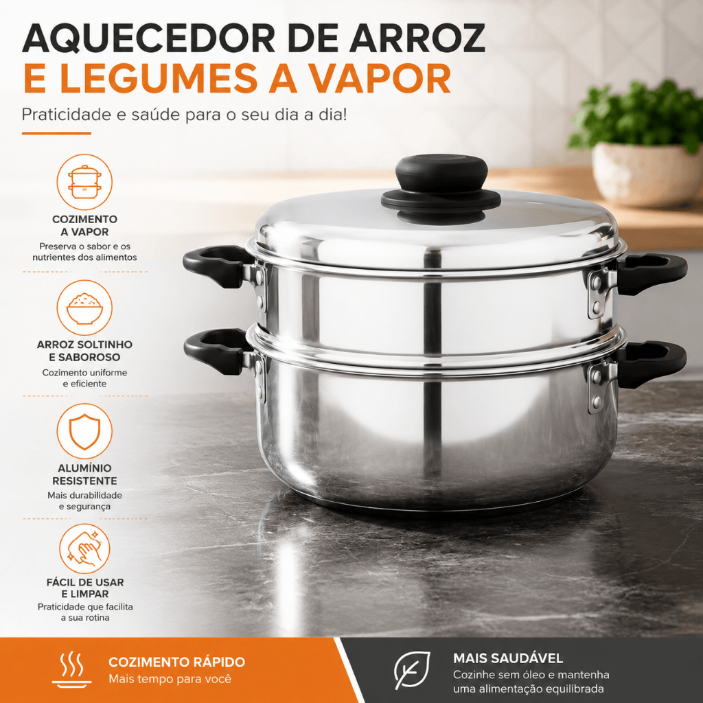Aquecedor de arroz e panela de legumes no vapor tam 20