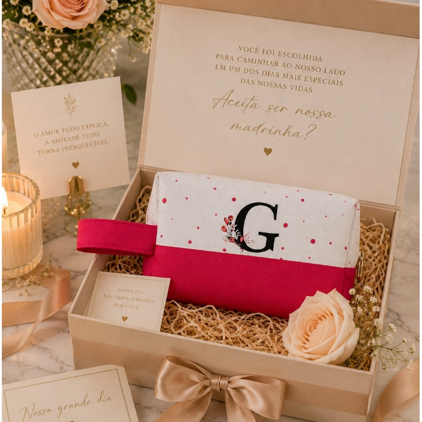 Necessaire Com Inicial Necesser Personalizada Envio Imediato Personalizado Com Inicial Para Madrinhas de Casamento