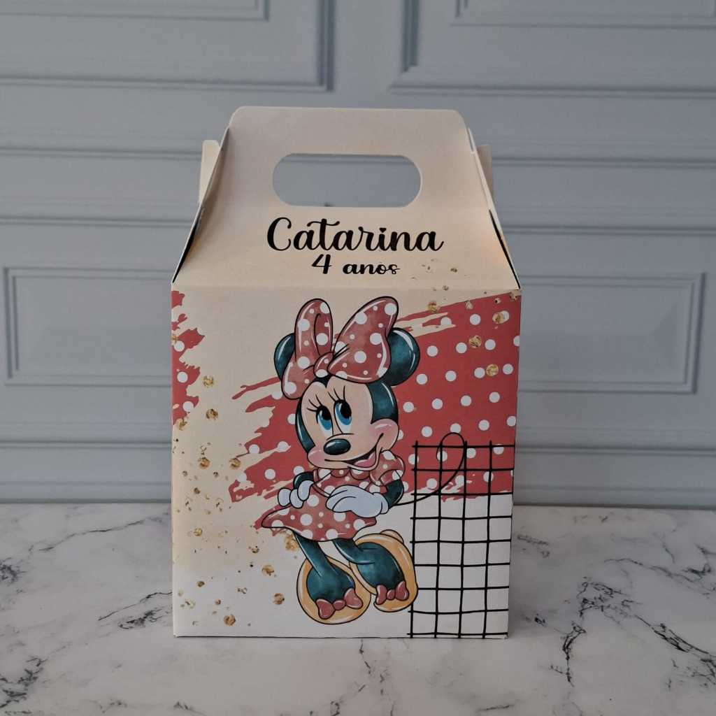 Caixinha MINNIE VERMELHA Maletinha Personalizada  Lembrancinha Festa Infantil Aniversário PEGUE E MONTE