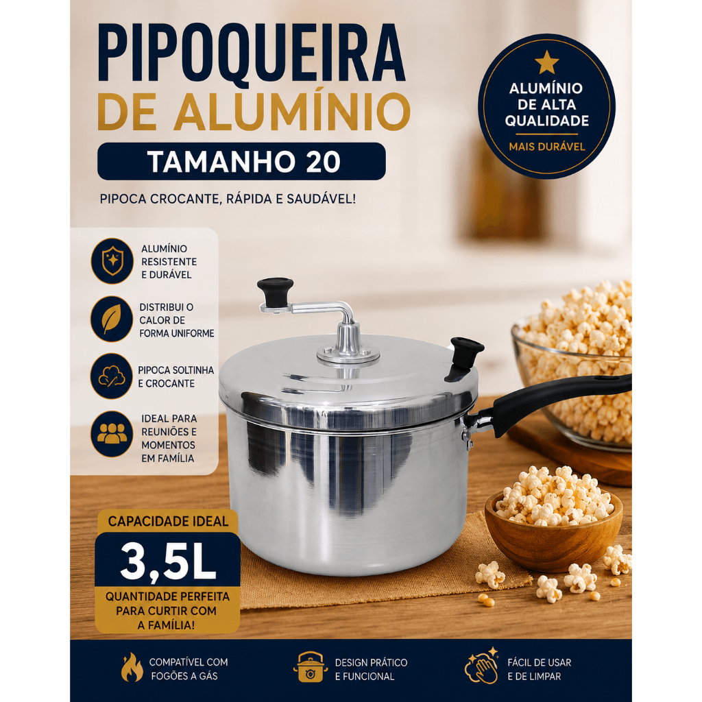 pipoqueira aluminio panela de pipoca n 20