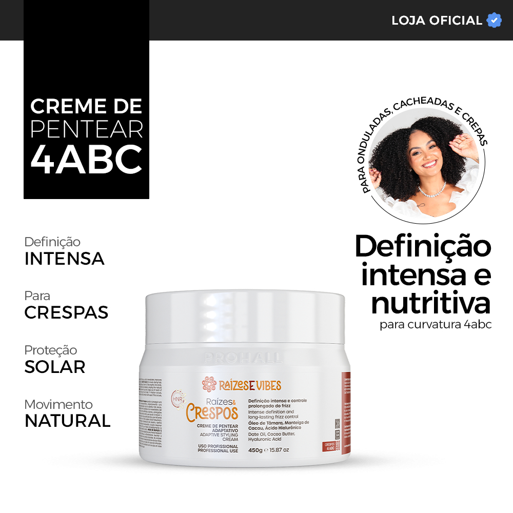 Creme de Pentear Adaptativo Curvaturas 4ABC - Raízes & Vibes