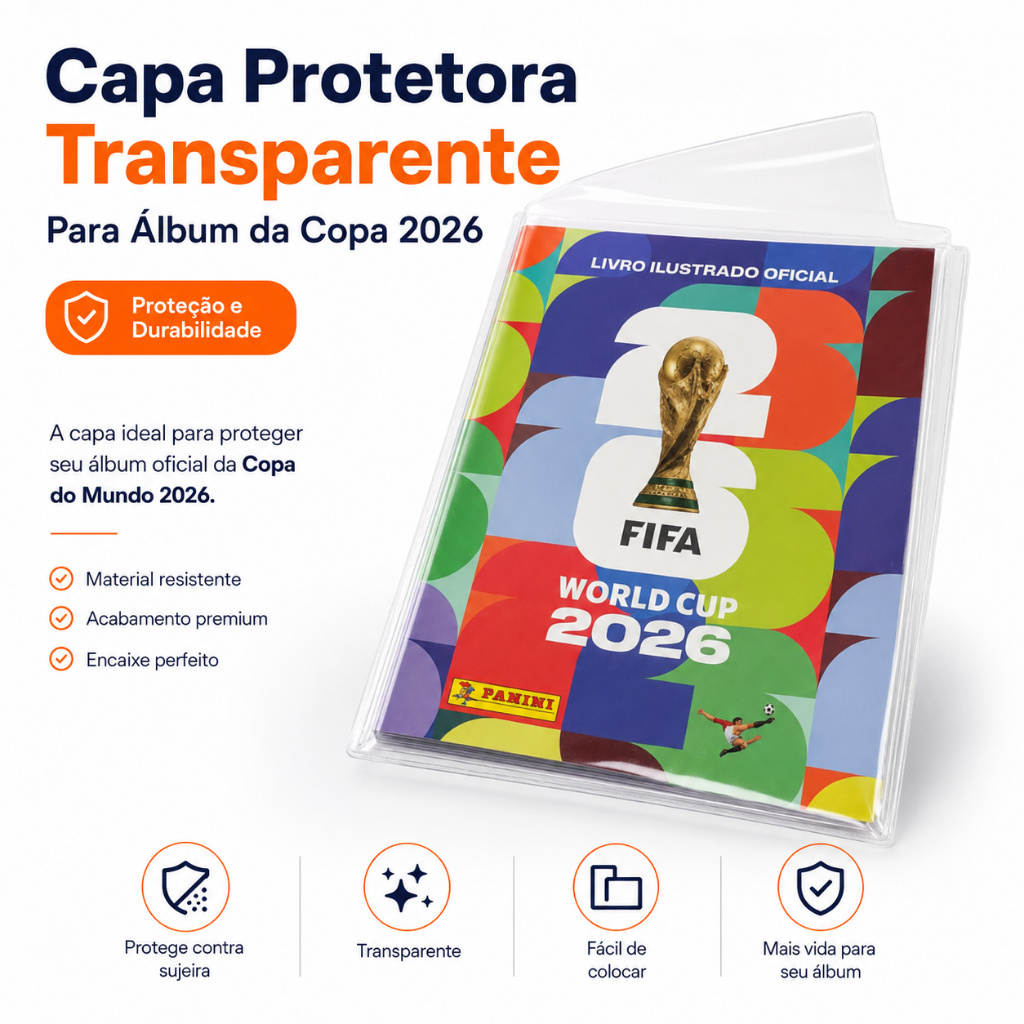 Capa Protetora Transparente Para Álbum Copa Do Mundo 2026 Figurinhas Panini