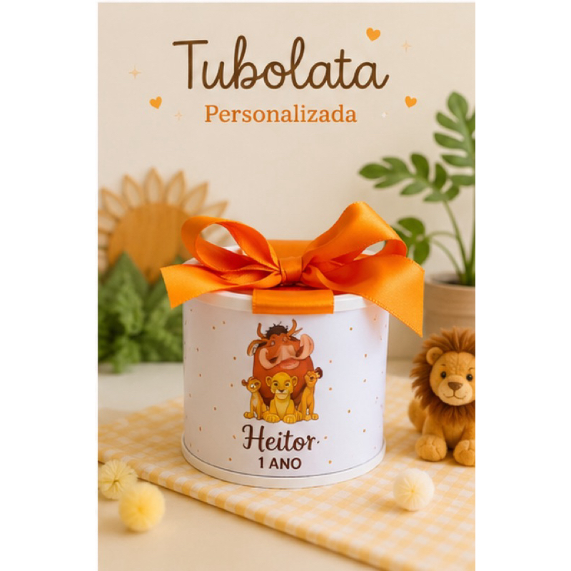 KIT TUBOLATA PERSONALIZADA REI LEÃO 5x6 - MATERNIDADE - CHA DE BEBÊ - CHÁ REVELAÇÃO - LEMBRANCINHA - FESTAS INFANTIS