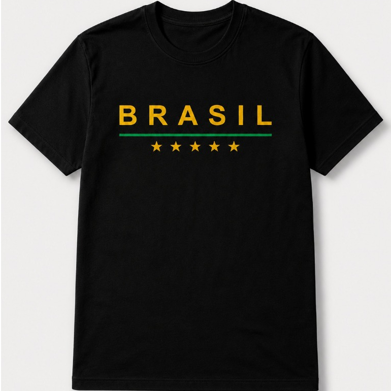 🇧🇷 CAMISETA BRASIL PRETA – ESTILO E PAIXÃO PELO FUTEBOL 🇧🇷 Blusa para Copa do Mundo Minimalista