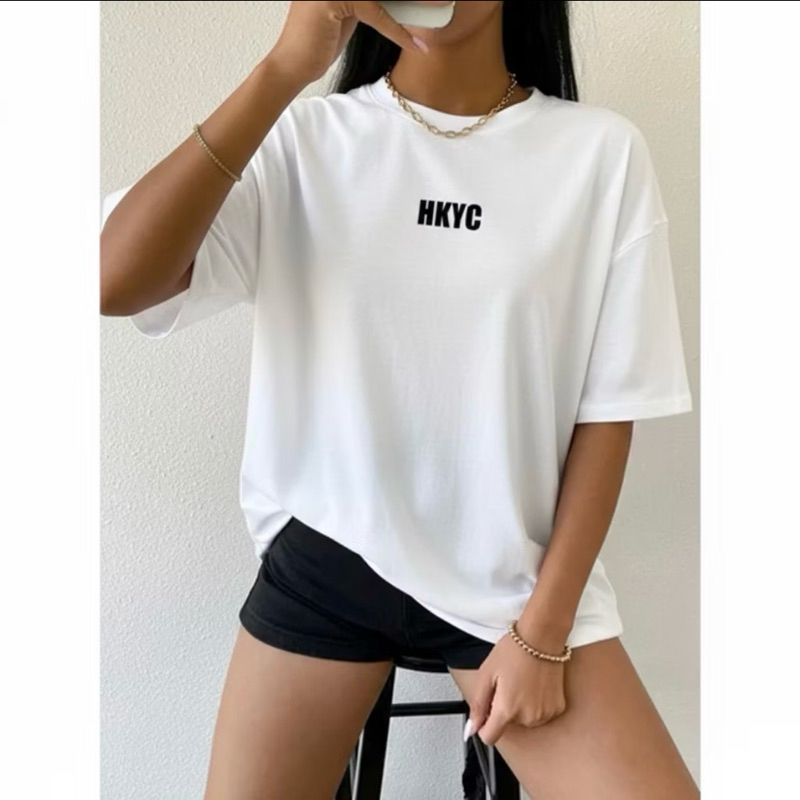 HKYC Camiseta Oversized Estampada Unissex Streetwear Casual Moda Urbana Confortável e Estilosa para Looks Modernos