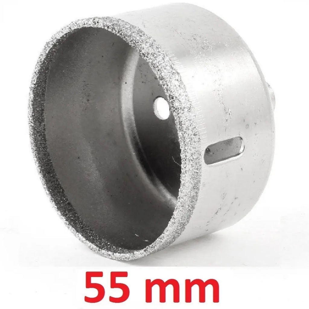 Broca diamantada 55 mm serra copo para furar vidro piso garrafa azulejo