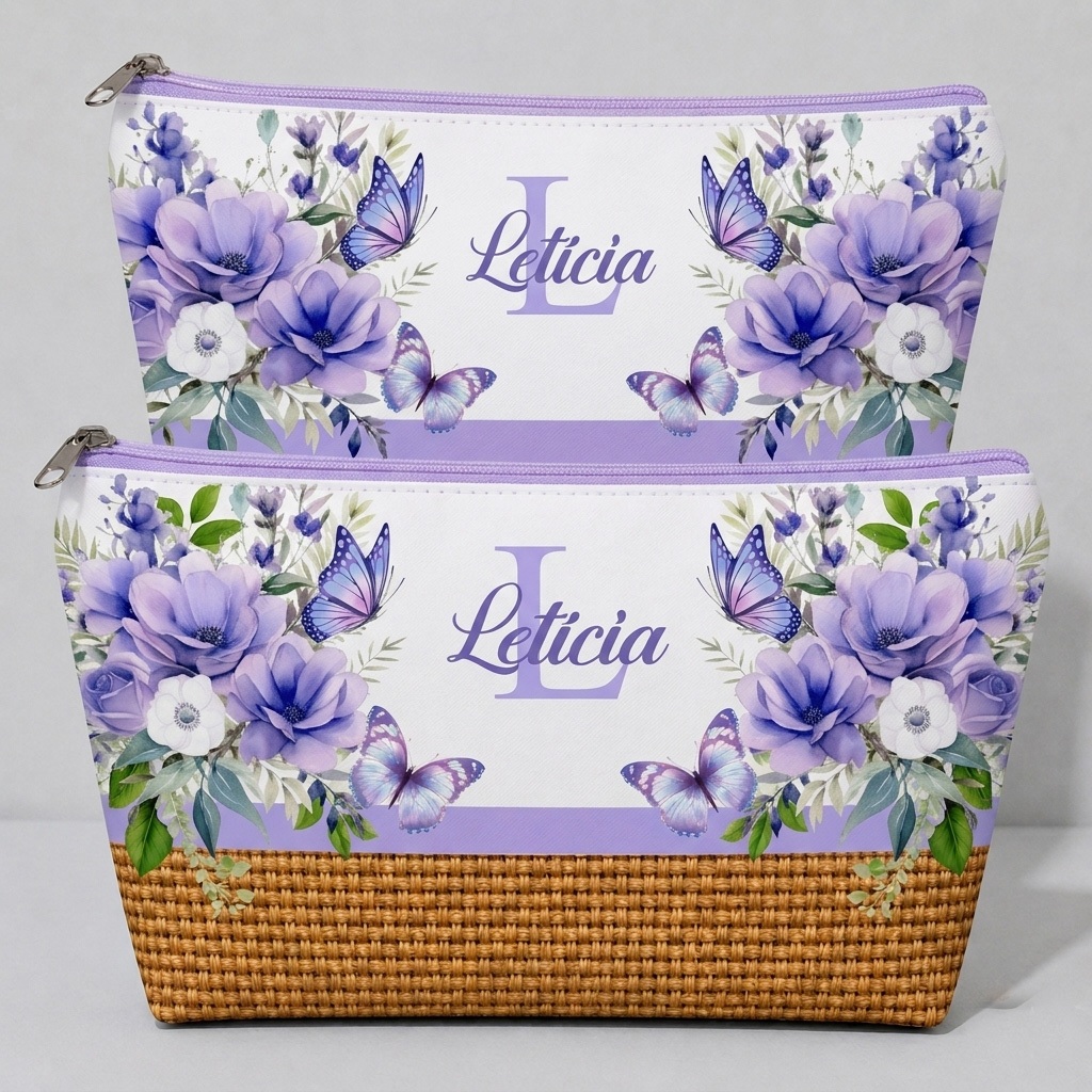 kit 10 Necessaire Personalizada SLIM Lilás Com Nome Lembrancinha Personalizada 15 anos Casamento madrinhas aniversário