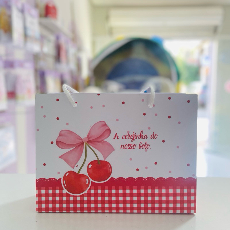 Sacolinha Personalizada Cereja /Cerejinha do nosso bolo Desmontada (c/ nome e idade) |Lembrancça Aniversário Infantil