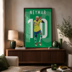 Quadro Neymar Camisa 10 Decorativo Futebol Com Moldura Para Quarto Sala
