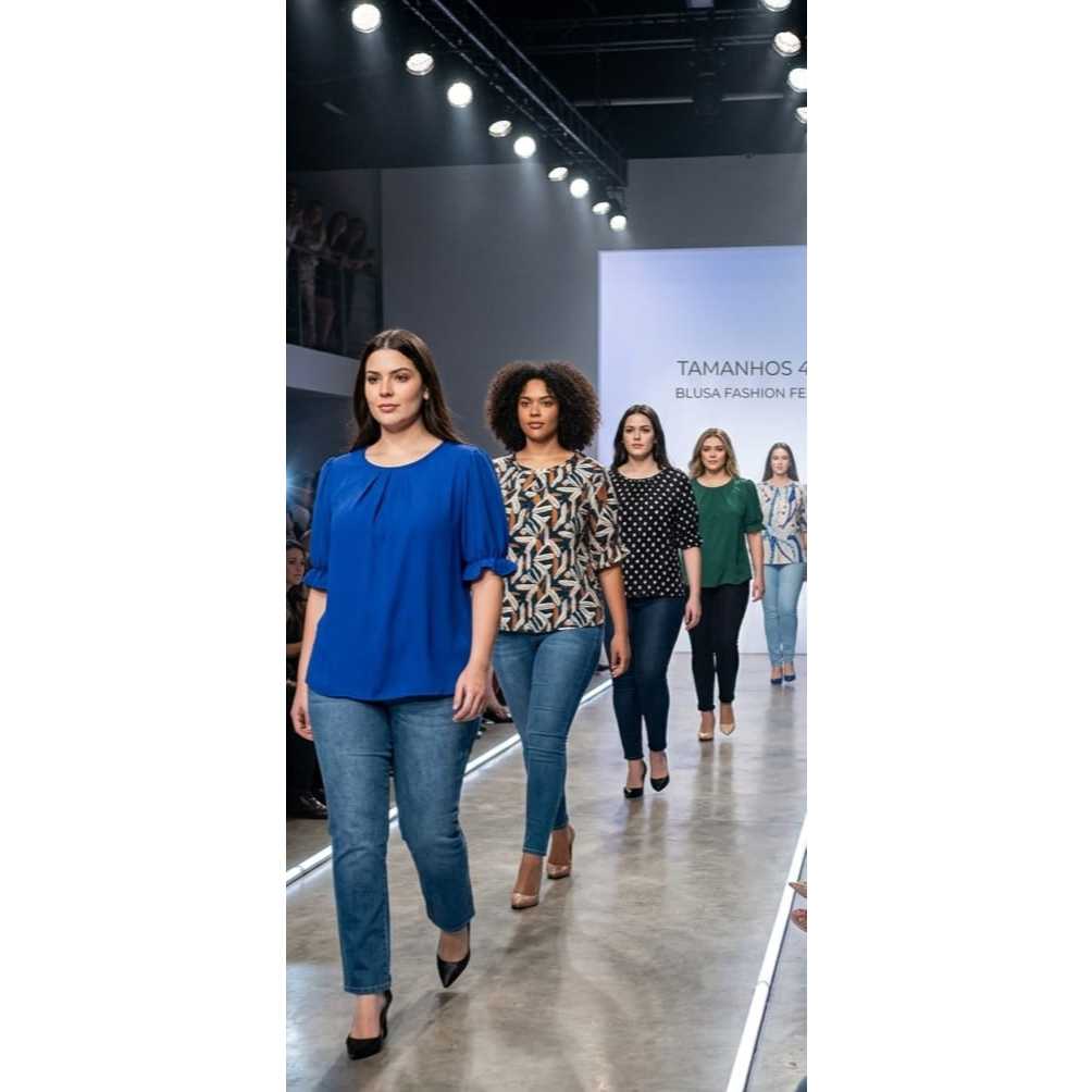 Blusa Feminina Confortável Elegante 100% Poliéster Mangas Com Elastex Social Versátil Para o Dia a Dia