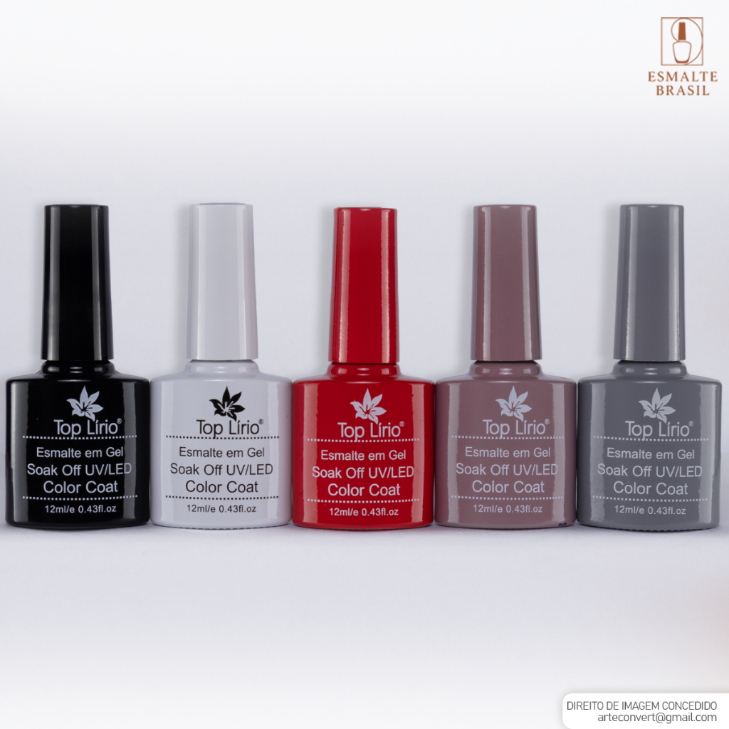 Kit 5 Esmaltes em Gel + 1 Esmalte Extra Led Uv Lirio p/ Unhas Manicure Coleções