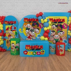Painel de Festa Turma da Mônica Capas e Decoração Infantil Sublimado em Tecido - Produto Oficial