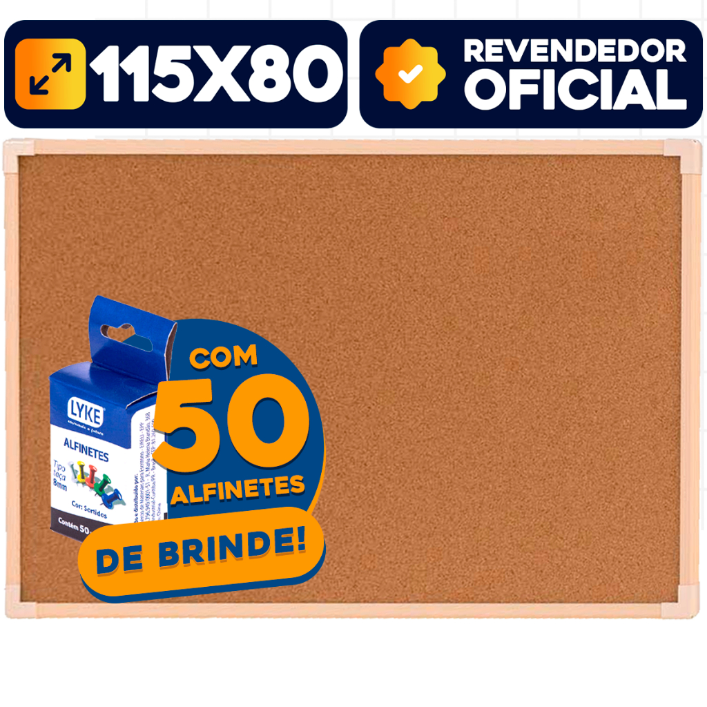 Stalo Quadro De Aviso Cortiça 120x90cm + Alfinetes Para Lembretes Anotações Mural de Fotos