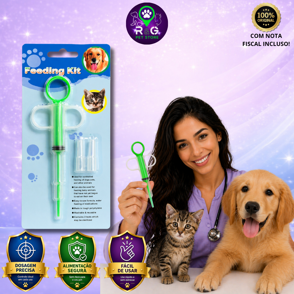 Seringa Pet Aplicadora de Remédios Ideal para Cães e Gatos | Original com Nota Fiscal  ENVIO IMEDIAT