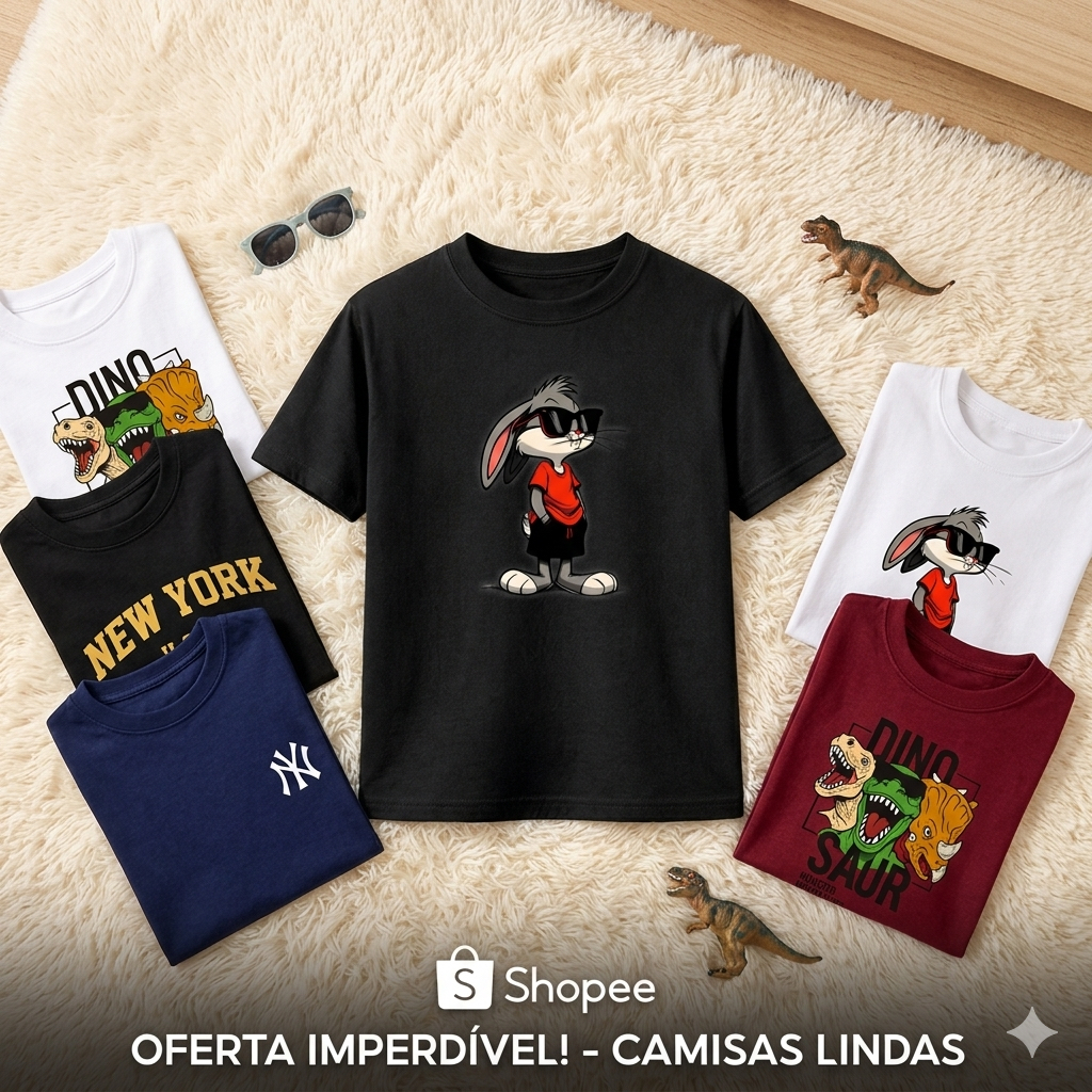 Camisa Infantil Masculino Camiseta 100% Algodão Blusa Menino