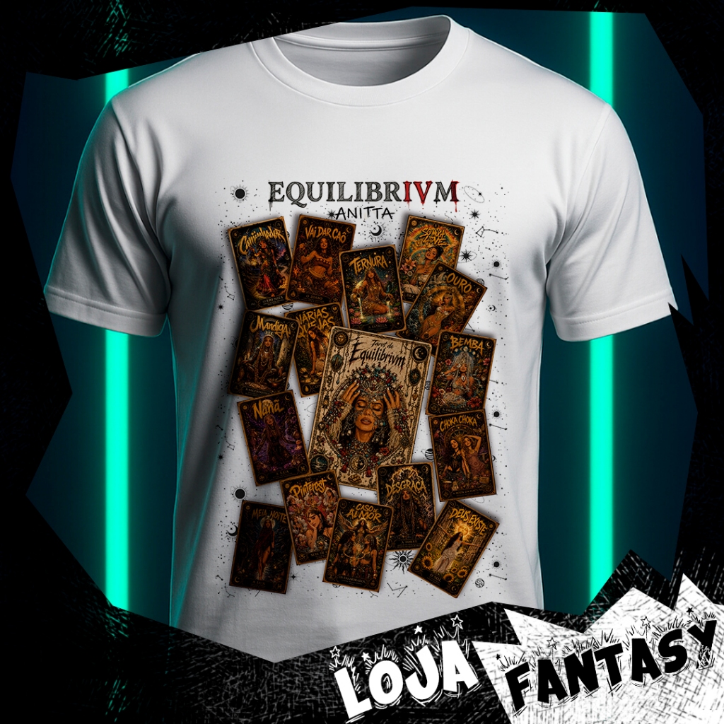 Camiseta Anitta - EQUILIBRIVM - Tarot Collection - Fantasy art - Deck bege dark