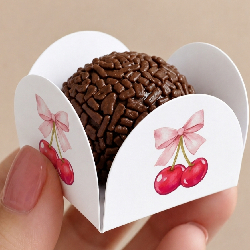 Forminha para Doce Cerejinha Festa de Menina - Forminha para Festa Tema Cerejinha Chá de Bebê Menina Mesversár