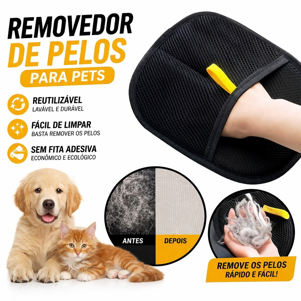 Removedor de pelos de pet; luvas para remoção de pelos com eletricidade estática; escova dupla face; escova para