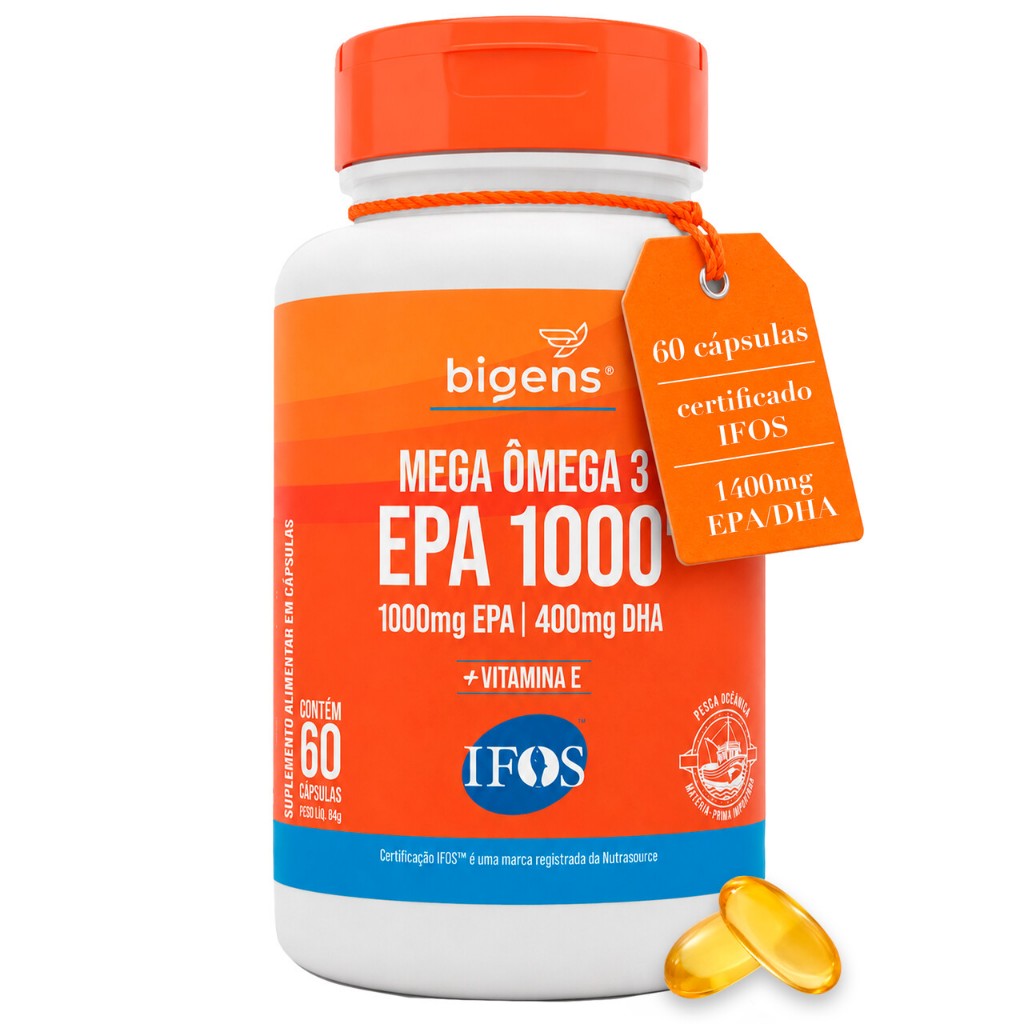 Omega 3 EPA 1000mg DHA 400mg com Vitamina E