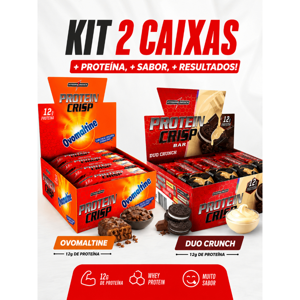 Kit 24 Unidades Barra Proteica Crisp Bar Integralmedica 45g Whey