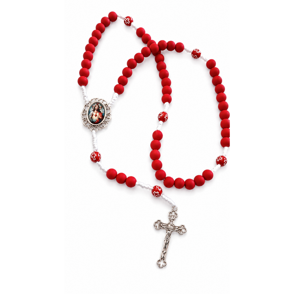 Terço do Sagrado Coração de Jesusterço católico, terço vermelho, sagrado coração de jesus, artigo religioso, presente ca