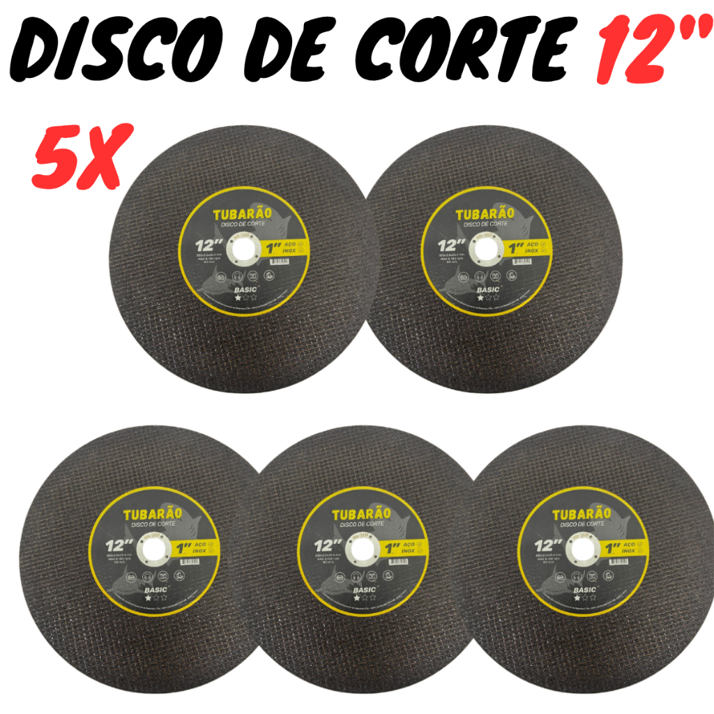 5x Disco De Corte 12 Polegadas X 1'' Policorte - Tubarao