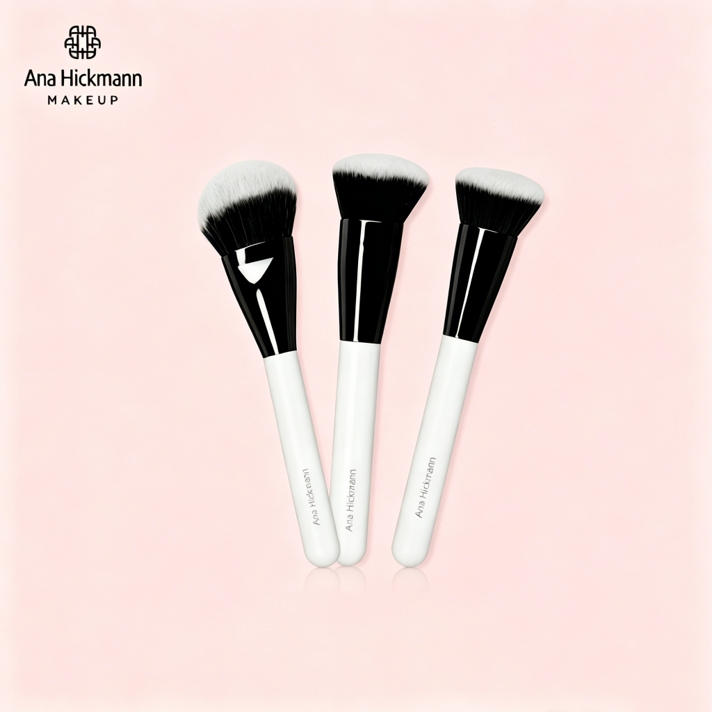 Kit 3 Pincéis de Maquiagem Ana Hickmann C217 C218 C219 para Pó Blush Base e Corretivo