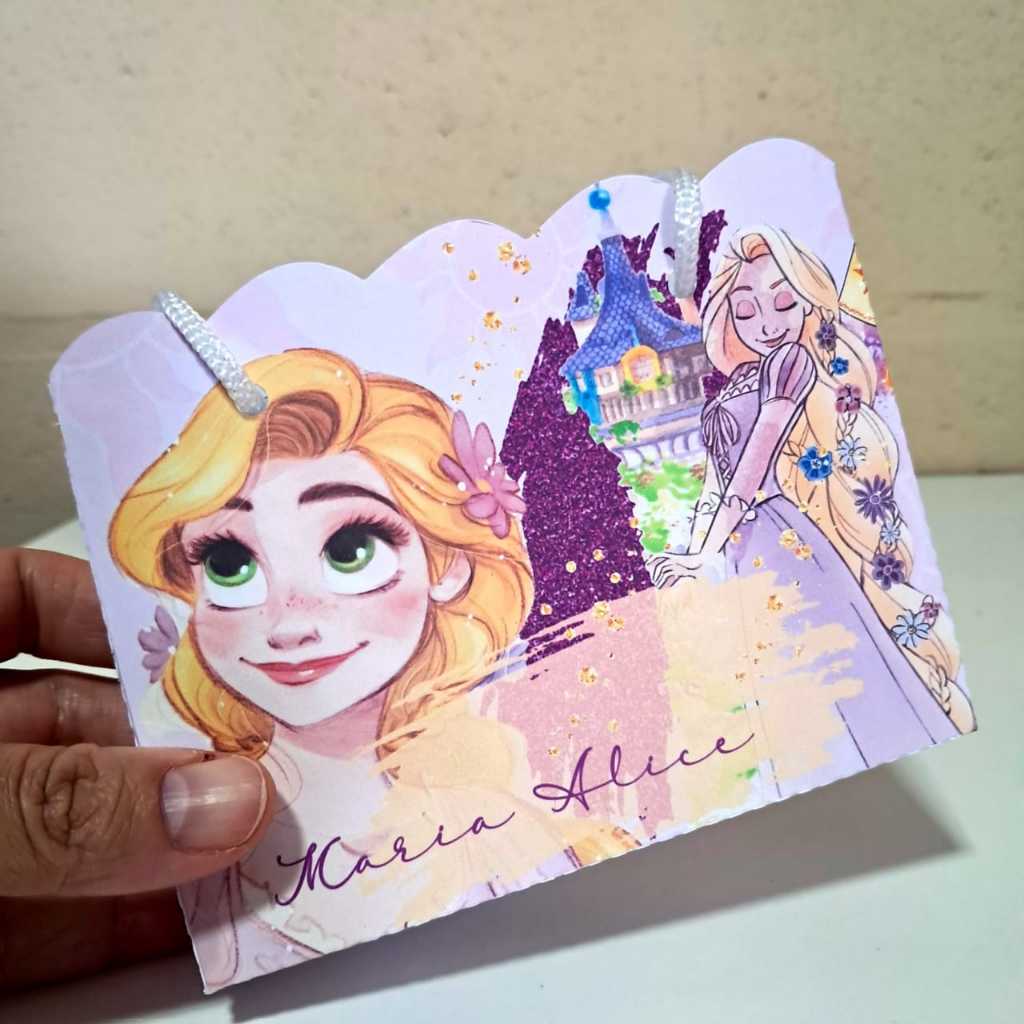 Sacolinha personalizada PP MODELO NUVEM RAPUNZEL - ENROLADOS - PEGUE E MONTE ~ Personalizados lembrancinhas