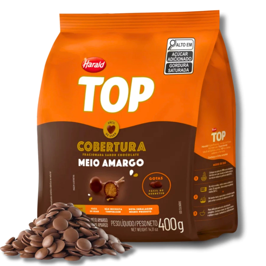 Cobertura em Gotas Meio Amargo Harald - Sabor Intenso e Versátil para Confeitaria