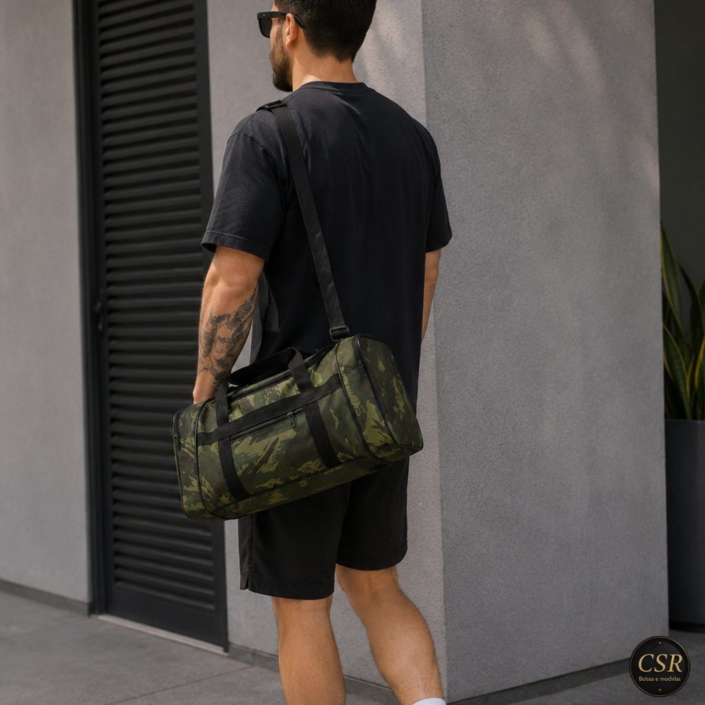 BOLSA MALA DE OMBRO E MÃO CAMUFLADA PEQUENA PARA PESCA ACADEMIA FUTEBOL PISCINA ESPORTIVA LAZER ML1
