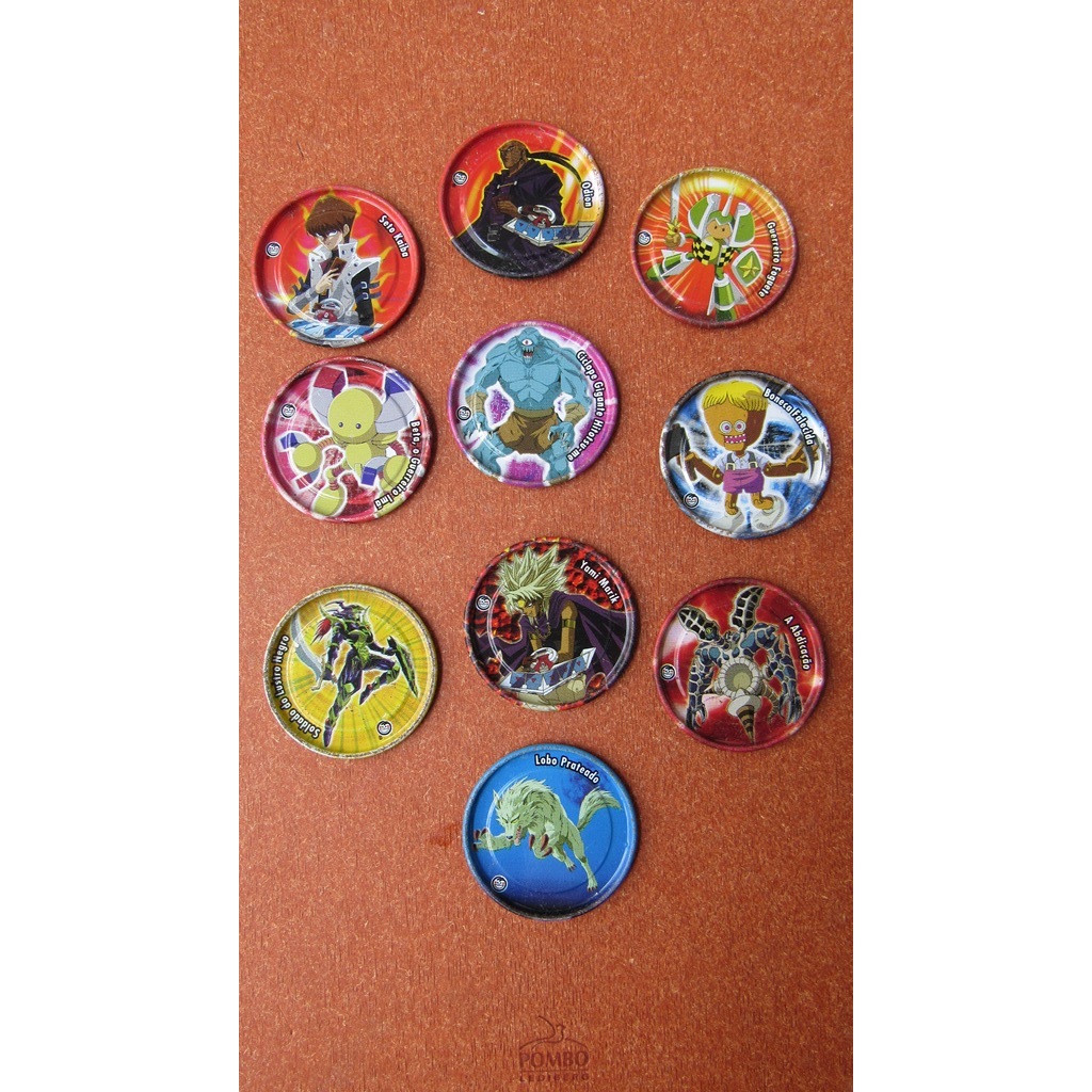 Metal Tazos Yu-Gi-Oh kit com 10 unidades - Lote 06