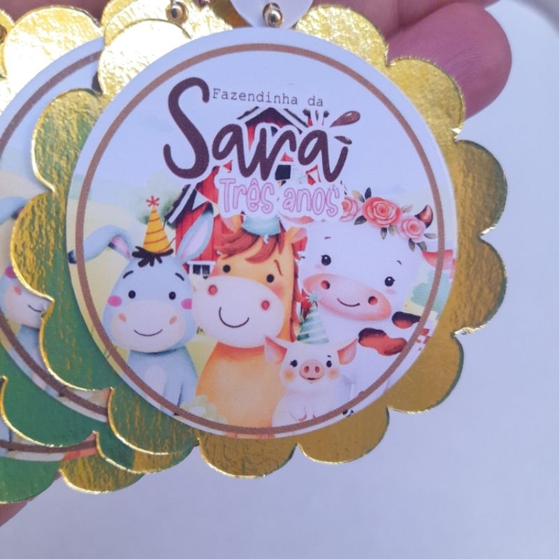 Tag Personalizada FAZENDINHA CUTE MENINA/Lembrancinhas 6x6cm/ Apliques/Aniversário/ Brindes