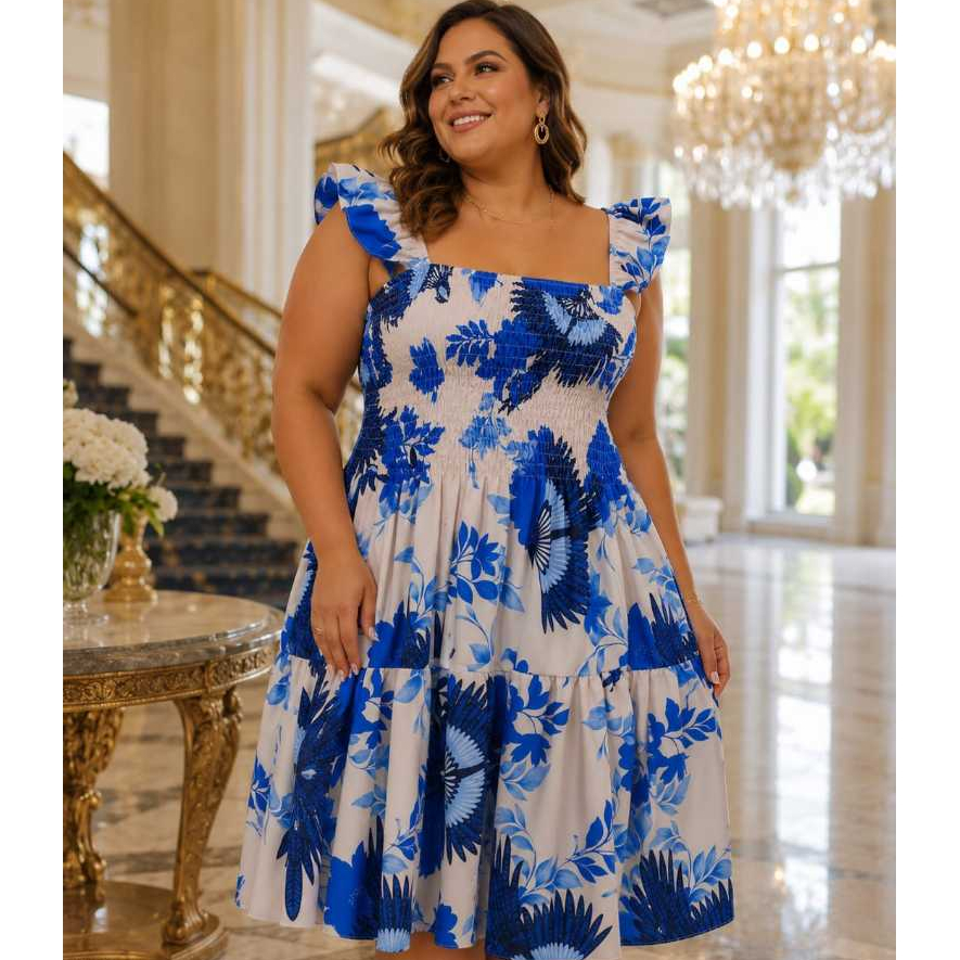 Vestido Princesa Curto de Lastex tamanhos plusize