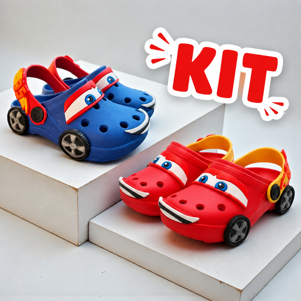 Kit 2 Pares Babuche Infantil Menino Sandália Chinelo Papete