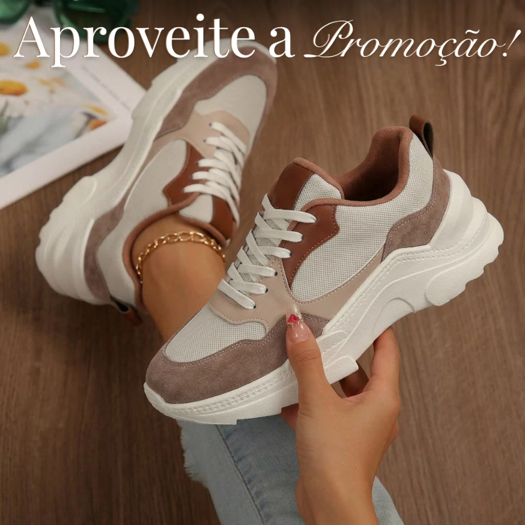 Tênis Feminino Sneaker Tratorado Plataforma Confortável Resistente Qualidade Premium