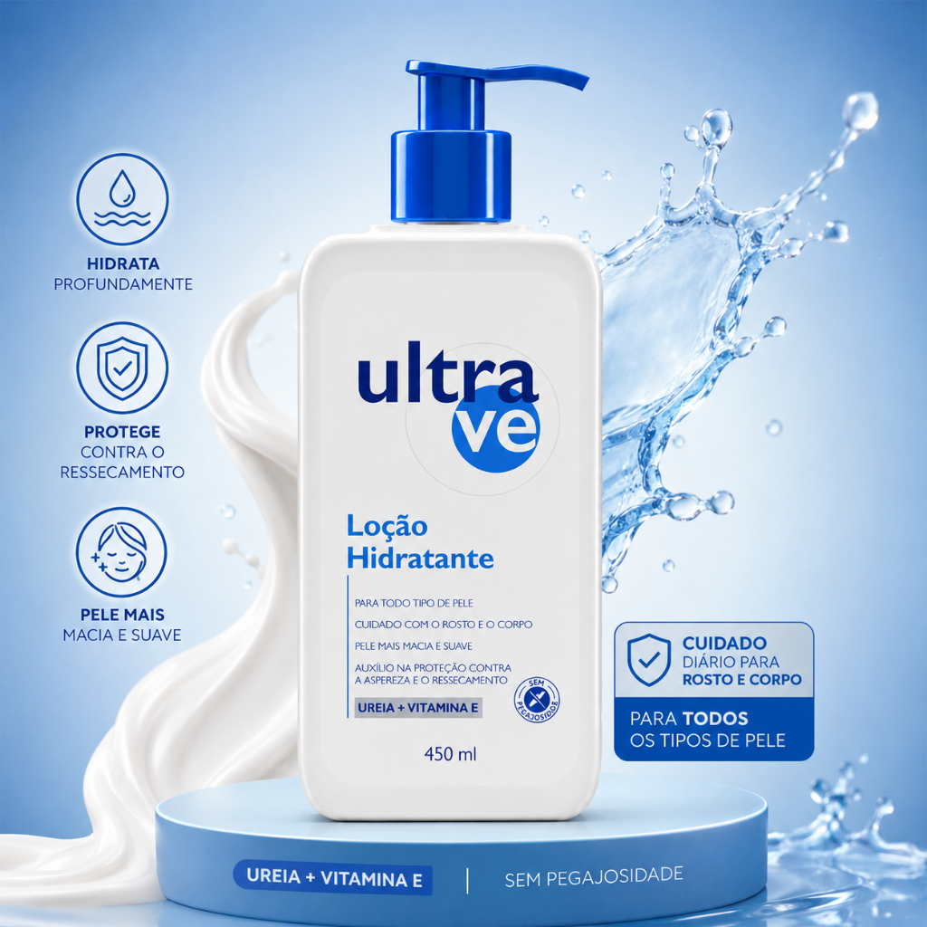 Loção Hidratante Corporal 450ml Ultra Ve Ureia Vitamina E Pele Seca Sensível Pós-banho Corpo e Rosto