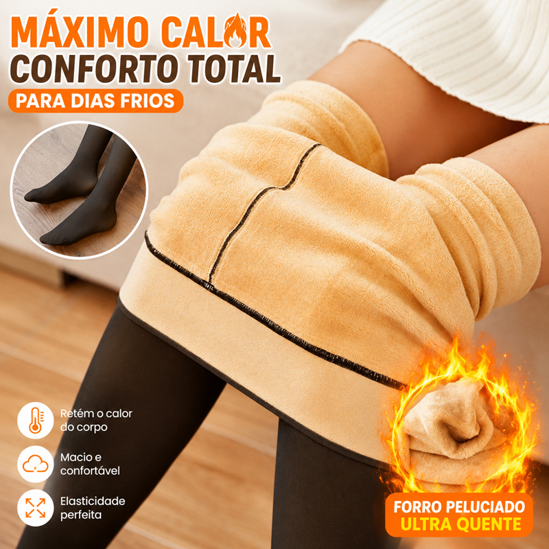 Meia Calça Peluciada Efeito Transparente Térmica Feminina Super Quente Inverno