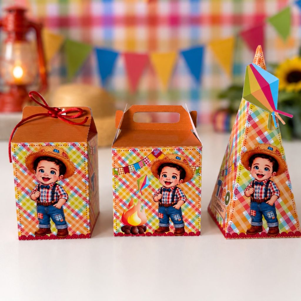 Kit Caixinhas Personalizadas Lembrancinha Aniversário Festa Junina