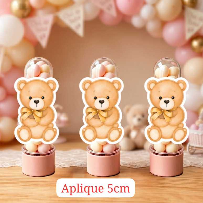 29 Apliques 5cm Chá Revelação Neutro Ursinho chá de Bebê Fraldas Festa Lembrancinha Tubete Mimos Personalizados