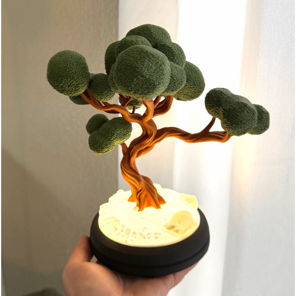 Imagem Luminária de Mesa Bonsai Decorativa LED Impressão 3D Abajur Árvore Zen 22cm