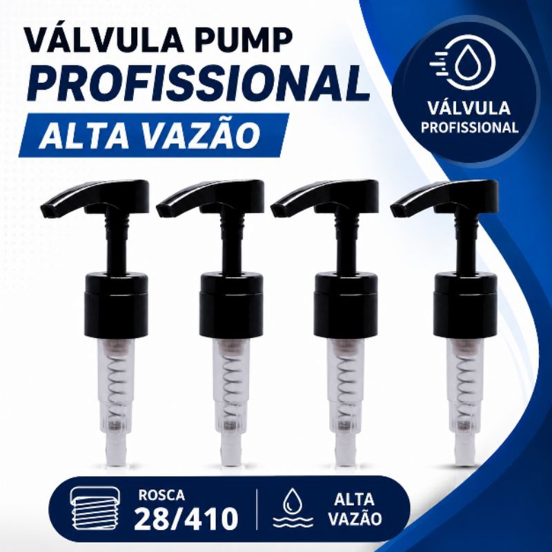 kit Válvulas Pump Dosador Alta Vazão 28/410 para Frasco Shampoo Cosméticos