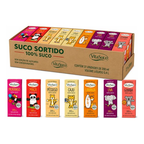 Kit 27 Sucos Vita Suco 200ml Sabores Sortidos | 100% Natural
