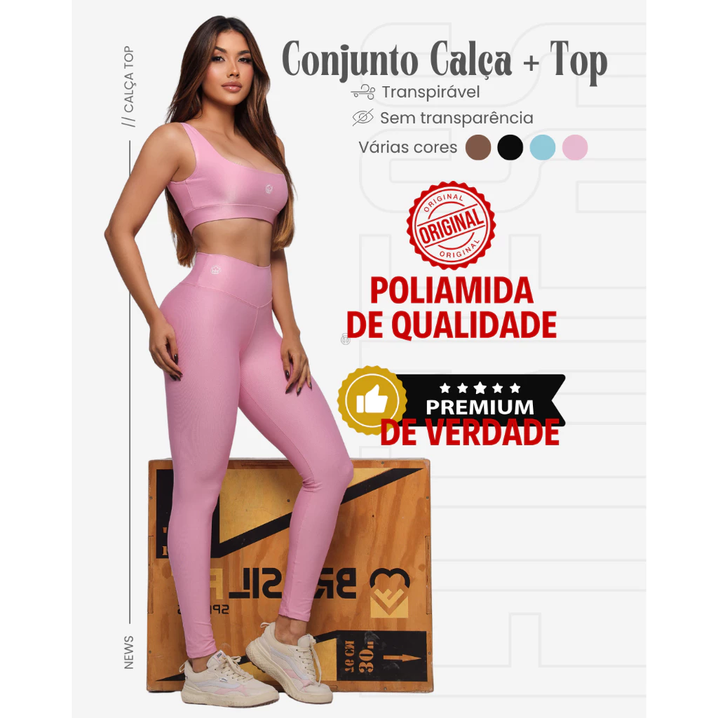 Conjunto Fitness Feminino Top e Legging Poliamida Crossfit Academia Treino — imagem 1
