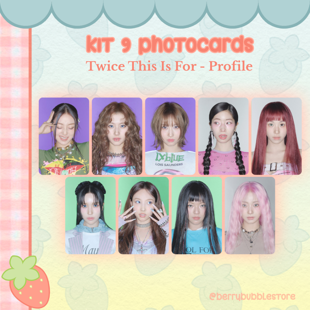 Photocard Twice | This Is For - Profile | Kit 9 Un | Frente e Verso | Holográfico